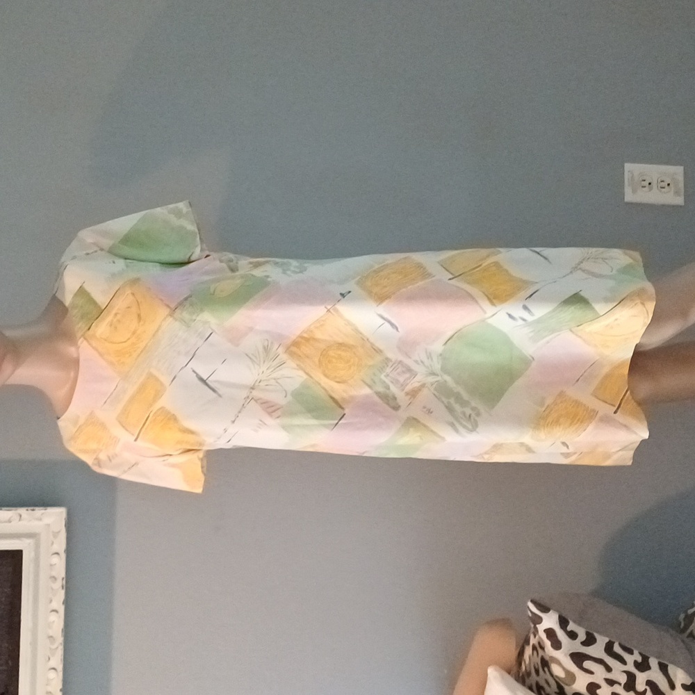 Kay Unger Spring Silk Shift Dress Pastels 8